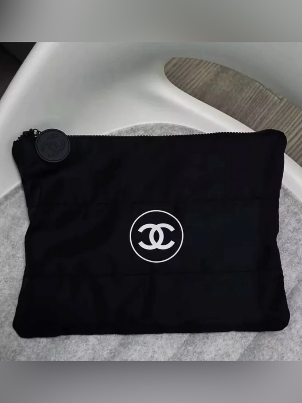 New black nylon vanity pouch/bag